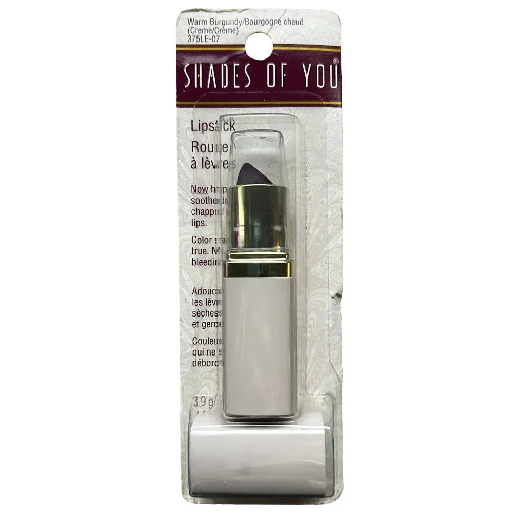 Vintage Maybelline Shades of You Lipstick Warm Burgundy Creme Sealed NOS